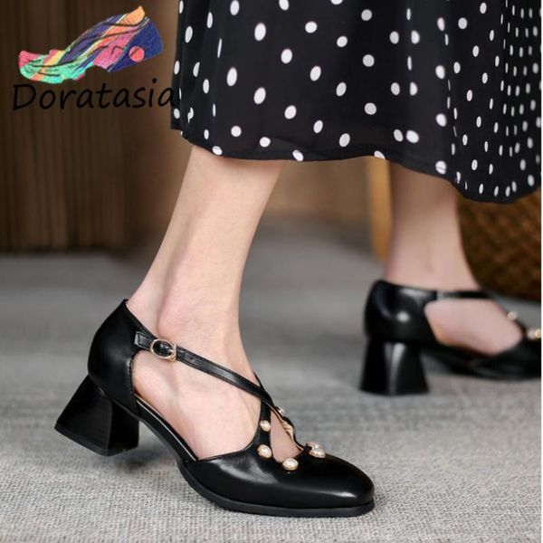 doratasia office women cover toe pearl med heel buckle strap shoes design sandals women trendy round toe summer sandals, Black
doratasia office women cover toe pearl med heel buckle strap shoes design sandals women trendy round toe summer sandals, Black