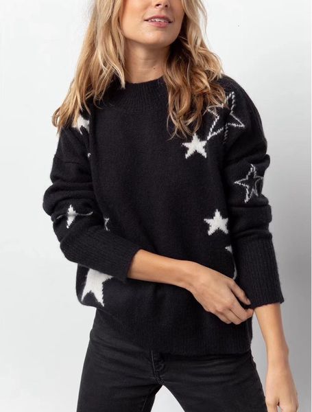 2021 new romantic star jacquard round neck profile loose cashmere sweater women eg5m, White;black
2021 new romantic star jacquard round neck profile loose cashmere sweater women eg5m, White;black