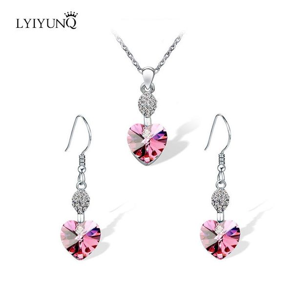 earrings & necklace lyiyunq romantic s925 heart jewelry set classic shiny crystal pendant wedding sets for women, Silver
earrings & necklace lyiyunq romantic s925 heart jewelry set classic shiny crystal pendant wedding sets for women, Silver