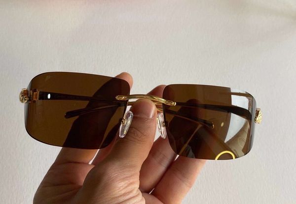 fashion rimless sunglasses metal gold brown lens sun glasses for men uv400 protection eyewear with box, White;black
fashion rimless sunglasses metal gold brown lens sun glasses for men uv400 protection eyewear with box, White;black