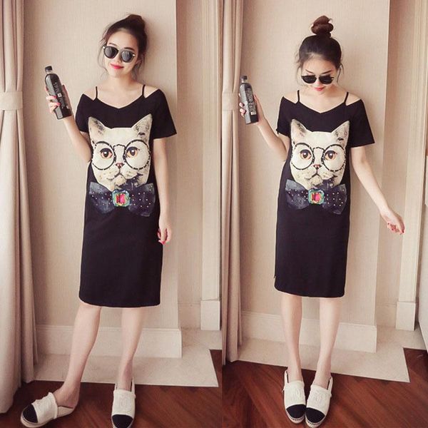casual dresses light summer korean fashion midi slip dress for women 2021 ladies sleeveless black cat print clothes, Black;gray
casual dresses light summer korean fashion midi slip dress for women 2021 ladies sleeveless black cat print clothes, Black;gray