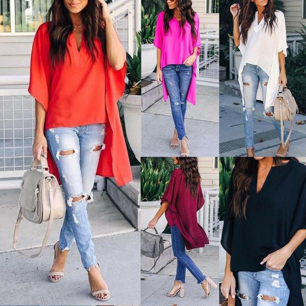 new women ladies fashion casual summer solid blouse tunic v neck blouse irregular casual blouses chic blouse plus size, White
new women ladies fashion casual summer solid blouse tunic v neck blouse irregular casual blouses chic blouse plus size, White