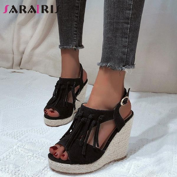 sandals sarairis solid buckle strap platform women wedges fringe vintage casual ladies shoes, Black
sandals sarairis solid buckle strap platform women wedges fringe vintage casual ladies shoes, Black