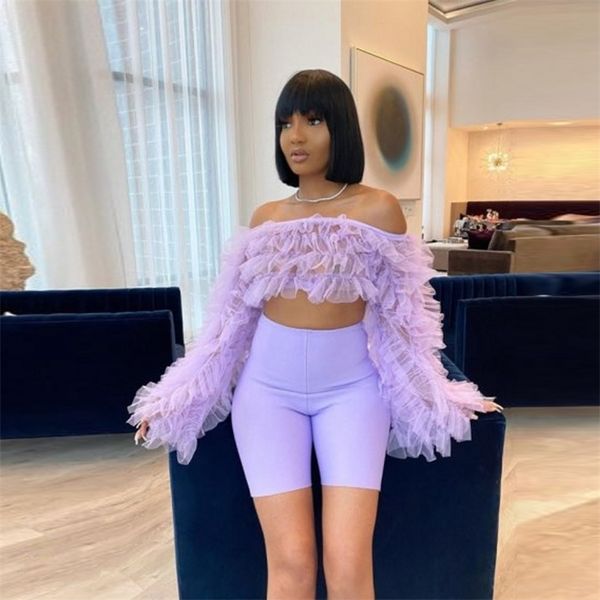 lavender off shoulder tulle tiered long sleeve shirt short blouse lilac casual blouse fashion women custom made 210225, White
lavender off shoulder tulle tiered long sleeve shirt short blouse lilac casual blouse fashion women custom made 210225, White