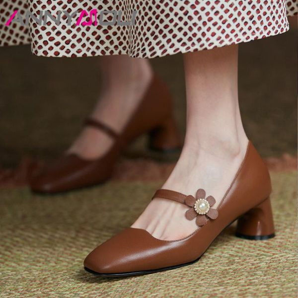 dress shoes annymoli mary janes women high heels real leather square toe pumps flower thick heel female footwear spring beige size 40, Black
dress shoes annymoli mary janes women high heels real leather square toe pumps flower thick heel female footwear spring beige size 40, Black