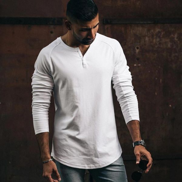 men's t-shirts autumn bodybuilding fashion long sleeved white t-shirt men cotton stretch slim button collar fitness outdoor sports, White;black
men's t-shirts autumn bodybuilding fashion long sleeved white t-shirt men cotton stretch slim button collar fitness outdoor sports, White;black