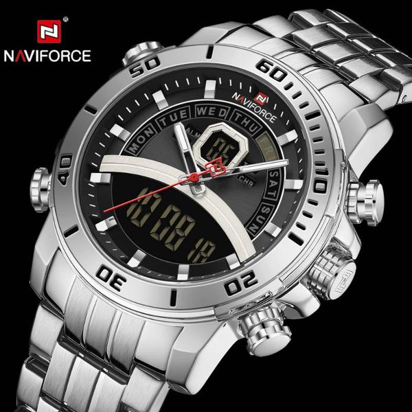 wristwatches naviforce quartz watch men luxury dual time analog digital watches alarm chronograph multifunction wristwatch waterproof, Slivery;brown
wristwatches naviforce quartz watch men luxury dual time analog digital watches alarm chronograph multifunction wristwatch waterproof, Slivery;brown
