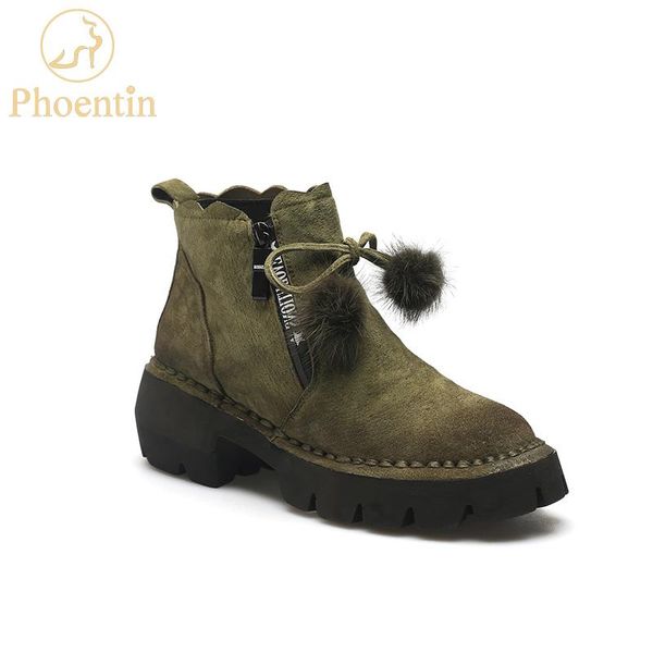 boots phoentin genuine leather ankle platform for women ruffles with fur ball lace decoration zipper flat woman ft135, Black
boots phoentin genuine leather ankle platform for women ruffles with fur ball lace decoration zipper flat woman ft135, Black