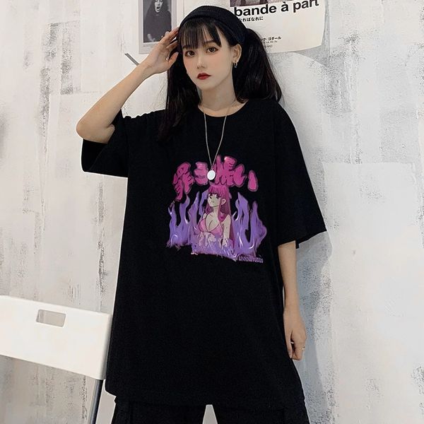 ulzzang kawaii cartoon girl print clothing retro harajuku t shirt casual summer women's black short-sleeved thin tee, White
ulzzang kawaii cartoon girl print clothing retro harajuku t shirt casual summer women's black short-sleeved thin tee, White