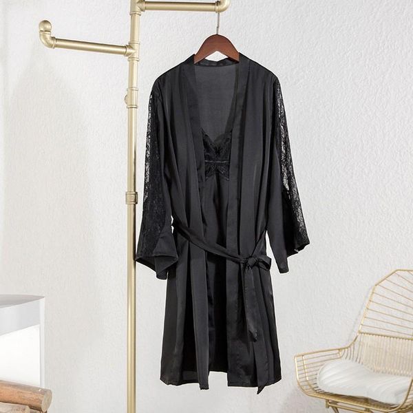 women's sleepwear satin intimate lingerie 2pcs sleep set nightdress women kimono bathrobe gown silky nightgown lace nightwear, Black;red
women's sleepwear satin intimate lingerie 2pcs sleep set nightdress women kimono bathrobe gown silky nightgown lace nightwear, Black;red