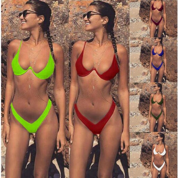 women's swimwear solid color gathered underwire low waist push-up bikini beach ladies brazilian 2021 split set mujer, White;black
women's swimwear solid color gathered underwire low waist push-up bikini beach ladies brazilian 2021 split set mujer, White;black