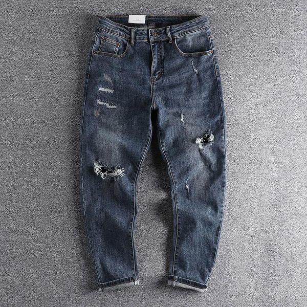 men's jeans european and american simple ripped autumn street slim patch pants trend handsome cool man wear trouser 518, Blue
men's jeans european and american simple ripped autumn street slim patch pants trend handsome cool man wear trouser 518, Blue