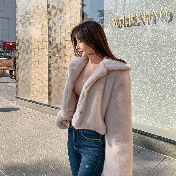 women's fur & faux coat plush blouse teddy jacket mink yarn solid winter button overcoat female fashion slim, Black
women's fur & faux coat plush blouse teddy jacket mink yarn solid winter button overcoat female fashion slim, Black