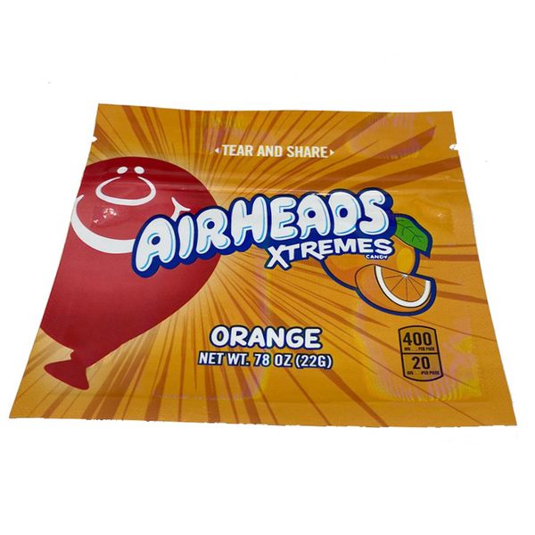 airheads xtremes orange flavors candy mylar bags 22g smell proof resealable medicated empty edibles gummies packaging bag 400mg 4*4
airheads xtremes orange flavors candy mylar bags 22g smell proof resealable medicated empty edibles gummies packaging bag 400mg 4*4