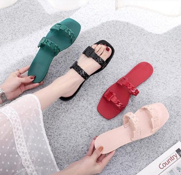 2021 spring/summer new slippers women fashion all-match casual pvc chain square toe beach non-slip ms sandals, Black
2021 spring/summer new slippers women fashion all-match casual pvc chain square toe beach non-slip ms sandals, Black