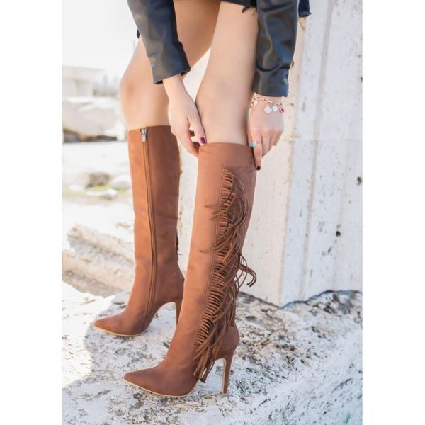 boots tan color tassel suede pu leather season stiletto heel 2021 fashion standard knee-high 9 cm stylish women lady, Black
boots tan color tassel suede pu leather season stiletto heel 2021 fashion standard knee-high 9 cm stylish women lady, Black