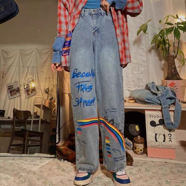 women's jeans creative graffiti print women summer korean fashion wide legs causal blue denim trousers loose long pants streetwear
women's jeans creative graffiti print women summer korean fashion wide legs causal blue denim trousers loose long pants streetwear
