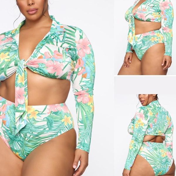 one-piece suits women summer floral leaves print 2pcs bikini set long sleeve tie knot front swimsuit high waist bathing suit plus size
one-piece suits women summer floral leaves print 2pcs bikini set long sleeve tie knot front swimsuit high waist bathing suit plus size