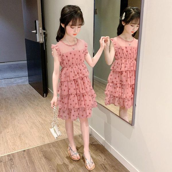 girl's dresses girls dress summer korean version of western style children big kids 8 cake 9 girl princess 2021, Red;yellow
