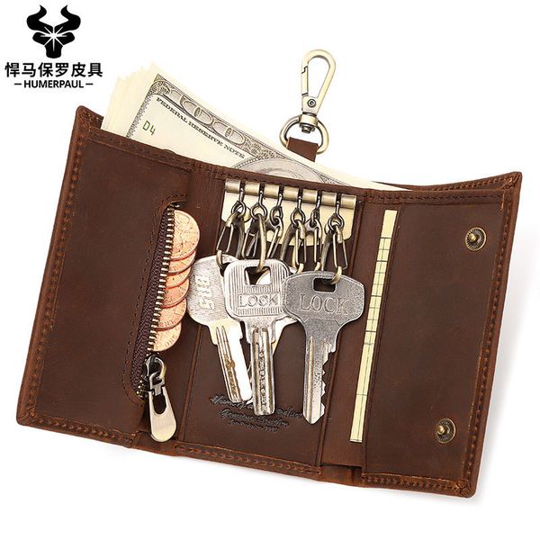 leather bag crazy horse leather three fold simple family car key chain wallet men's zero wallet, Red;black
leather bag crazy horse leather three fold simple family car key chain wallet men's zero wallet, Red;black