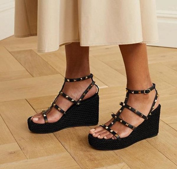 summer platform gladiator sandals women t-strap high heels pumps rock-stud wedges sandals dress high heels espadrilles with box,eu35-43, Black
summer platform gladiator sandals women t-strap high heels pumps rock-stud wedges sandals dress high heels espadrilles with box,eu35-43, Black