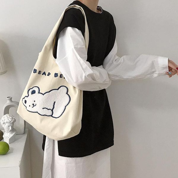 women cute bear shoulder bag simple canvas handbag tote new embroidery design books bags cloth fabric shopping bag for ladies
women cute bear shoulder bag simple canvas handbag tote new embroidery design books bags cloth fabric shopping bag for ladies