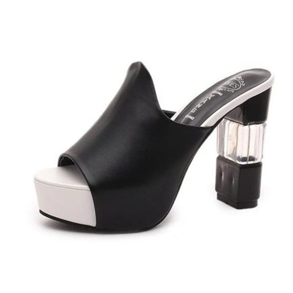 dress shoes ladies leather sole slippers women high heel mules clogs black peep toe platform emal slip on sandals 
dress shoes ladies leather sole slippers women high heel mules clogs black peep toe platform emal slip on sandals