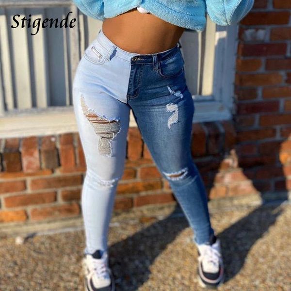 women's jeans stigende women casual ripped denim pencil pants slim fit patchwork midi waist pocket button with hole, Blue
women's jeans stigende women casual ripped denim pencil pants slim fit patchwork midi waist pocket button with hole, Blue