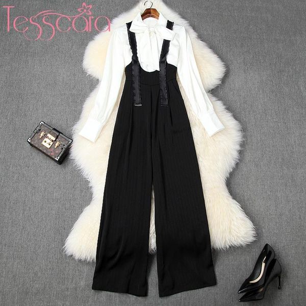 two piece dress tesscara women runway designer elegant pant suit set office cocktail party two-piece suits long overalls pants, White
two piece dress tesscara women runway designer elegant pant suit set office cocktail party two-piece suits long overalls pants, White