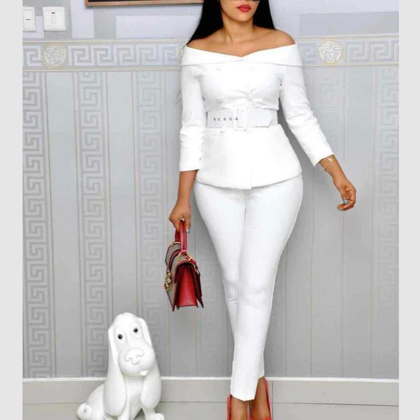 2021 new women two pieces set one shoulder with slim trousers office ladies fashion autumn work wear suits black white female vv1v, Gray
2021 new women two pieces set one shoulder with slim trousers office ladies fashion autumn work wear suits black white female vv1v, Gray