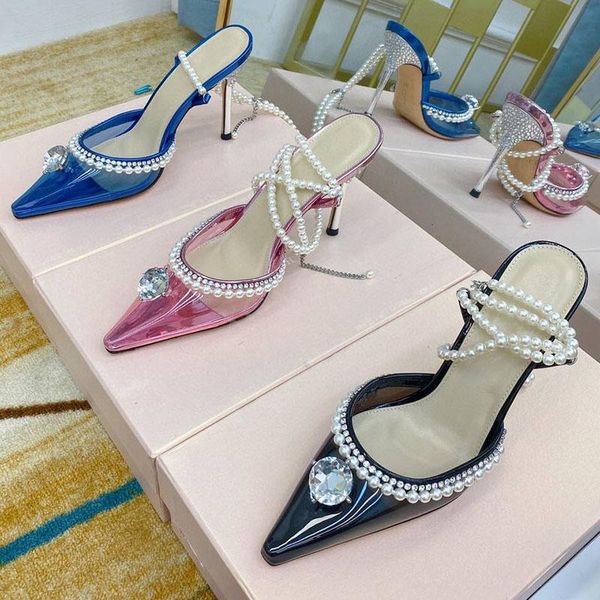 sandals pointed toe thin high heel pumps women clear pvc shiny crystal decor pearl chain ankle strap lady party fairy shoes, Black
sandals pointed toe thin high heel pumps women clear pvc shiny crystal decor pearl chain ankle strap lady party fairy shoes, Black