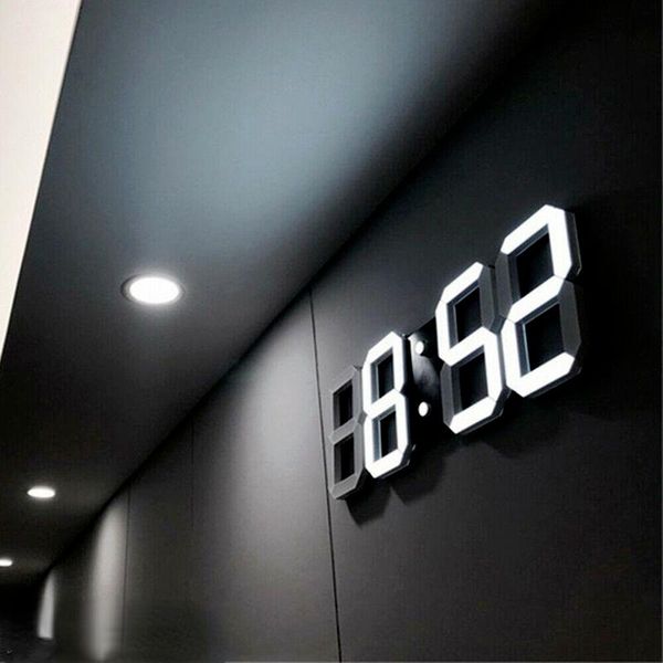 wall clocks 3d led clock modern creative design digital watch alarm night light for home living room decoration