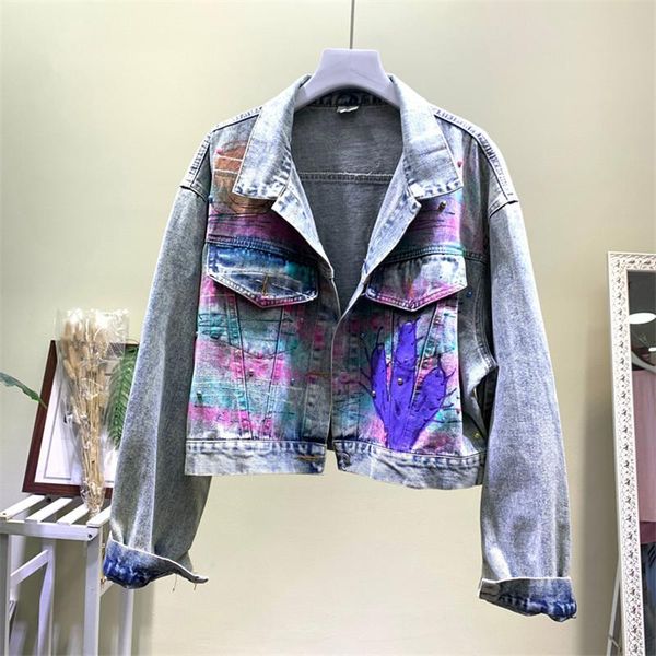 women's jackets autumn plus size vintage loose beading graffiti print short denim jacket casual single-breasted jean streetwear, Black;brown
women's jackets autumn plus size vintage loose beading graffiti print short denim jacket casual single-breasted jean streetwear, Black;brown