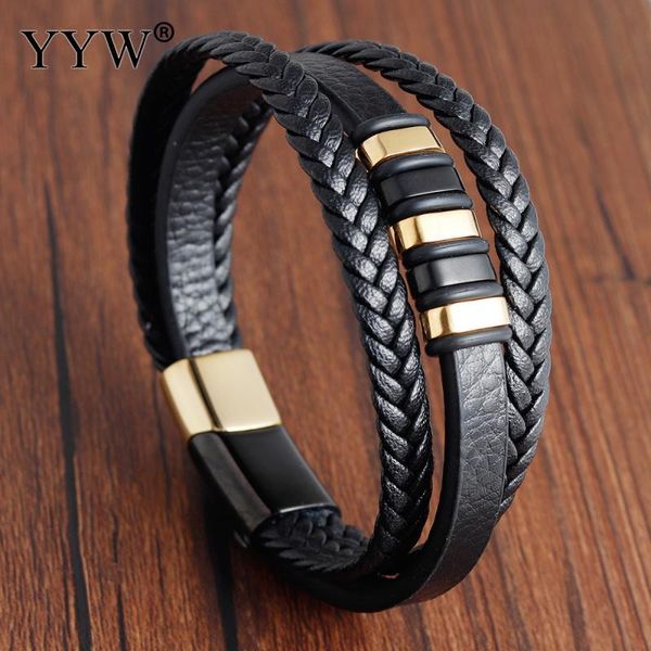 charm bracelets 3 layers black gold punk style design genuine leather bracelet for men steel magnetic button birthday gift male, Golden;silver
charm bracelets 3 layers black gold punk style design genuine leather bracelet for men steel magnetic button birthday gift male, Golden;silver