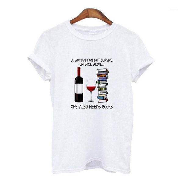 women's t-shirt a woman cannot survive on alcohol alone she also needs books t-shirts fashion harajuku graphic clothes, White
women's t-shirt a woman cannot survive on alcohol alone she also needs books t-shirts fashion harajuku graphic clothes, White