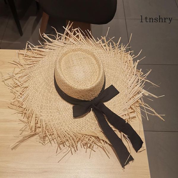 wide brim hats summer handmade natural raffia straw hat girl panama black cotton ribbon sun beach vacation holiday caps, Blue;gray
wide brim hats summer handmade natural raffia straw hat girl panama black cotton ribbon sun beach vacation holiday caps, Blue;gray