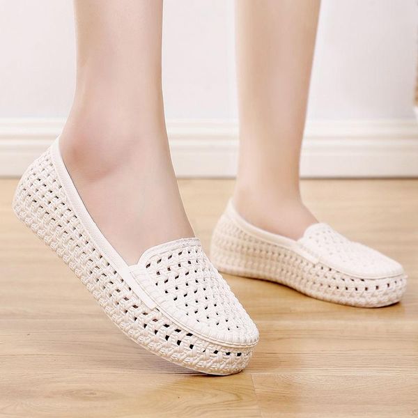 sandals women's summer leisure hollow breathable shallow comfortable white shoes pvc joker work and sandals., Black
sandals women's summer leisure hollow breathable shallow comfortable white shoes pvc joker work and sandals., Black