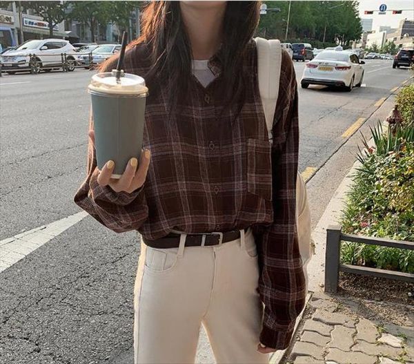 new vintage cotton plaid shirt female oversize women long sleeve girls blouse plus size plaid autumn women blouses femme blusas, White
new vintage cotton plaid shirt female oversize women long sleeve girls blouse plus size plaid autumn women blouses femme blusas, White