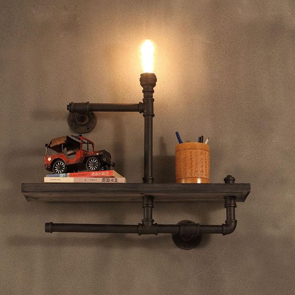 wall lamp industrial steam punk water pipe american loft vintage light study bar bedside single shelf wood sonce
wall lamp industrial steam punk water pipe american loft vintage light study bar bedside single shelf wood sonce