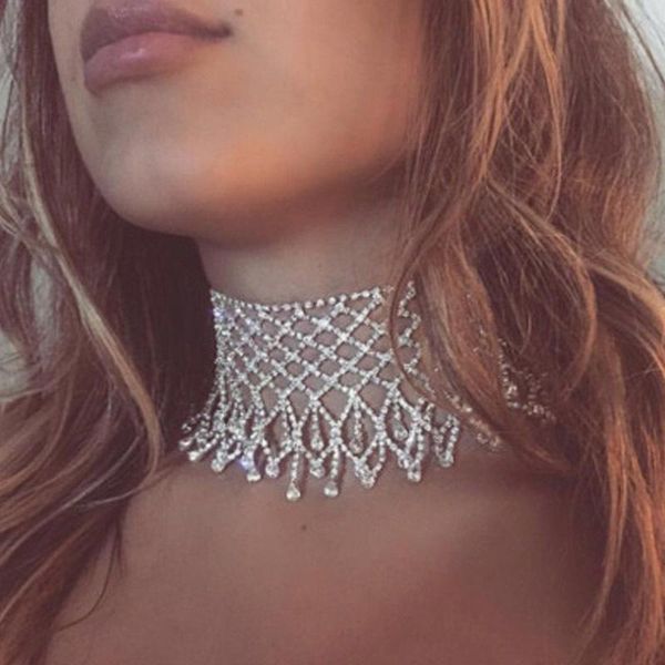 chokers crystal rhinestone tassel choker necklace women wedding accessories silver color chain punk gothic jewelry collier femme, Golden;silver
chokers crystal rhinestone tassel choker necklace women wedding accessories silver color chain punk gothic jewelry collier femme, Golden;silver