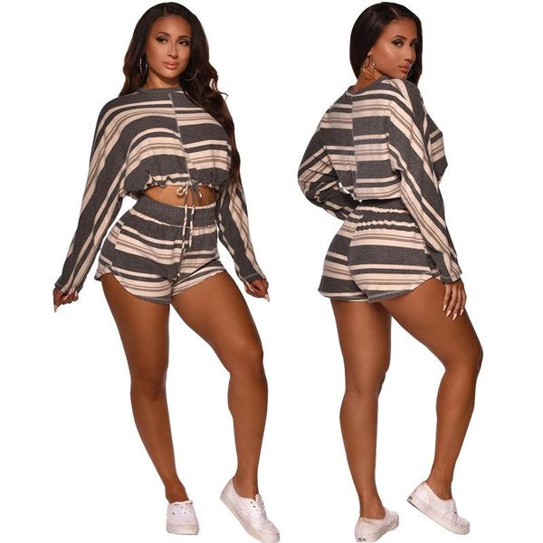 women's tracksuits donsignet fashion suit summer casual round neck pullover striped stitching shorts two-piece women, Gray
women's tracksuits donsignet fashion suit summer casual round neck pullover striped stitching shorts two-piece women, Gray