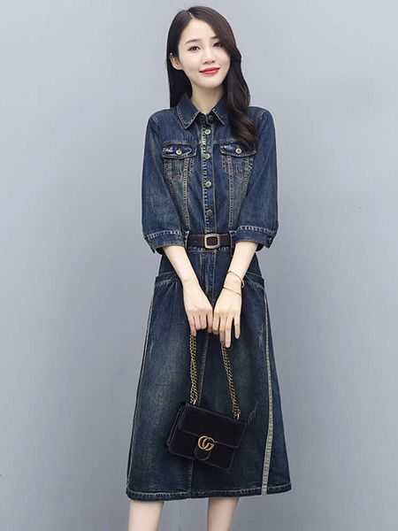 denim women's dress 2021 new mid long temperament early autumn shirt a-line skirt, Black;gray
denim women's dress 2021 new mid long temperament early autumn shirt a-line skirt, Black;gray