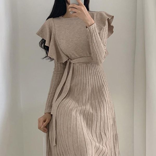 casual dresses solid beige pleated ruffles women sweater dress slim o-neck long sleeve streetwear office lady knee length fashion clothes ti, Black;gray
casual dresses solid beige pleated ruffles women sweater dress slim o-neck long sleeve streetwear office lady knee length fashion clothes ti, Black;gray
