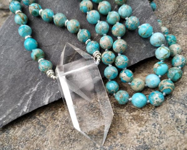 pendant necklaces natural quartz point stone sediment jaspers beads handmade necklace m0115, Silver
pendant necklaces natural quartz point stone sediment jaspers beads handmade necklace m0115, Silver