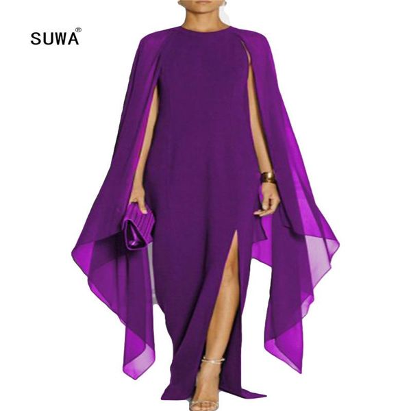 casual dresses evening party lady solid color mesh split side maxi vestidos elegant women o neck long cloak sleeve dress 4, Black;gray
casual dresses evening party lady solid color mesh split side maxi vestidos elegant women o neck long cloak sleeve dress 4, Black;gray