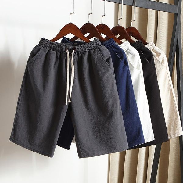 men's shorts 2021 summer cotton and linen solid color fashion casual sports lace loose five-point pants, White;black
men's shorts 2021 summer cotton and linen solid color fashion casual sports lace loose five-point pants, White;black
