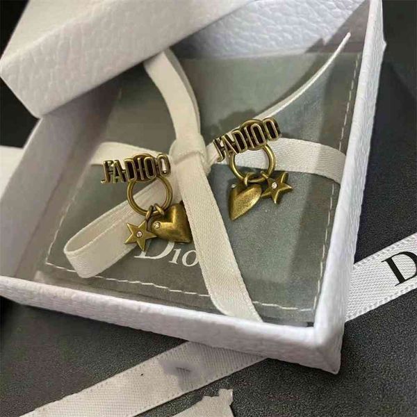 2021 luxury designer jewelry d's new brass earrings fashion star, Silver