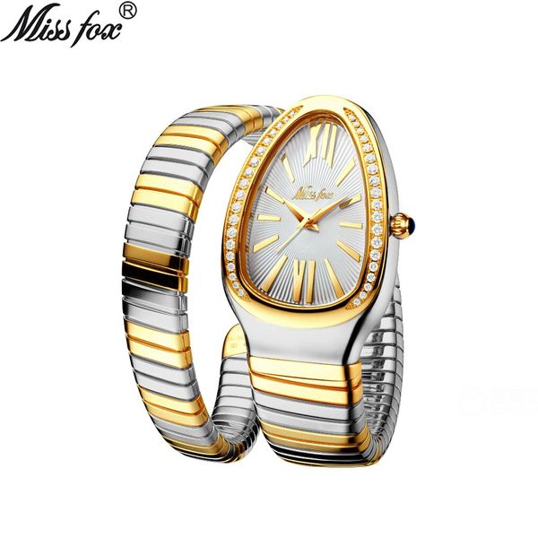 relogio feminino miss fox brand women bracelet watches ladies luxury fashion waterproof gold snake shape quartz wristwatch clock, Slivery;brown
relogio feminino miss fox brand women bracelet watches ladies luxury fashion waterproof gold snake shape quartz wristwatch clock, Slivery;brown