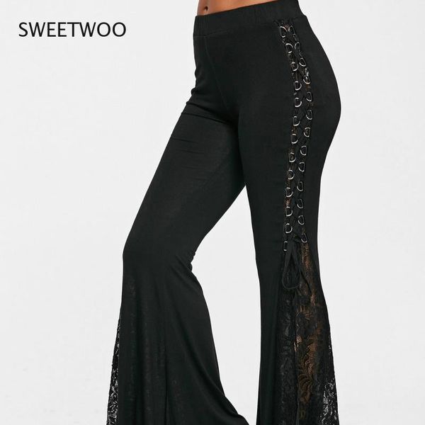 women's leggings summer lace flared trousers stitching slim fashion straps side perspective european casual, Black
women's leggings summer lace flared trousers stitching slim fashion straps side perspective european casual, Black