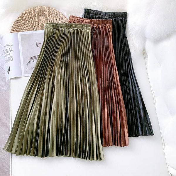 skirts 216 summer vintage women long pleated skirt metallic satin elegant thin green elastic high waist femme fashion casual, Black
skirts 216 summer vintage women long pleated skirt metallic satin elegant thin green elastic high waist femme fashion casual, Black